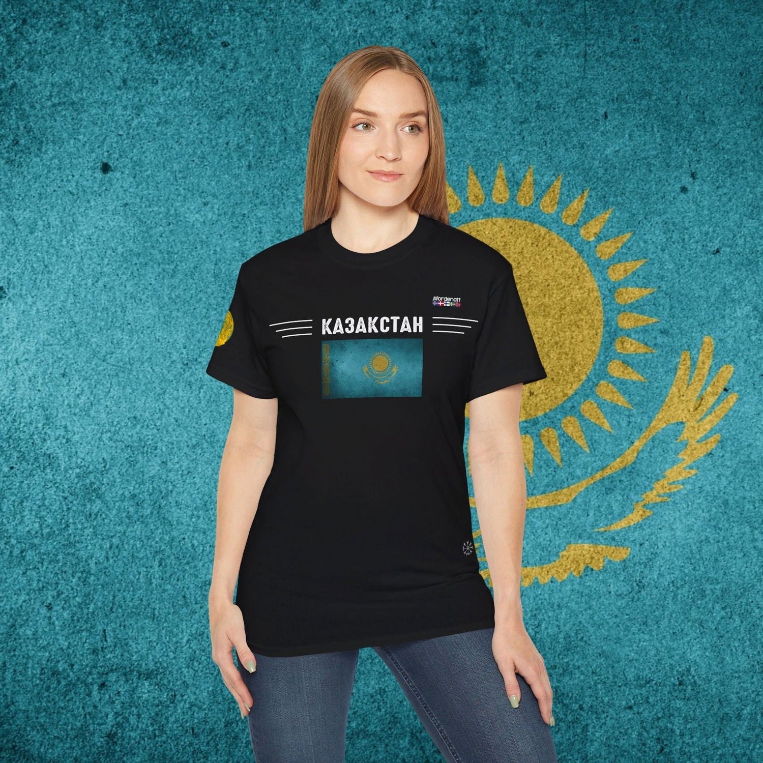 Kazakhstan Heritage Flag T-Shirt - Nordenatt TM