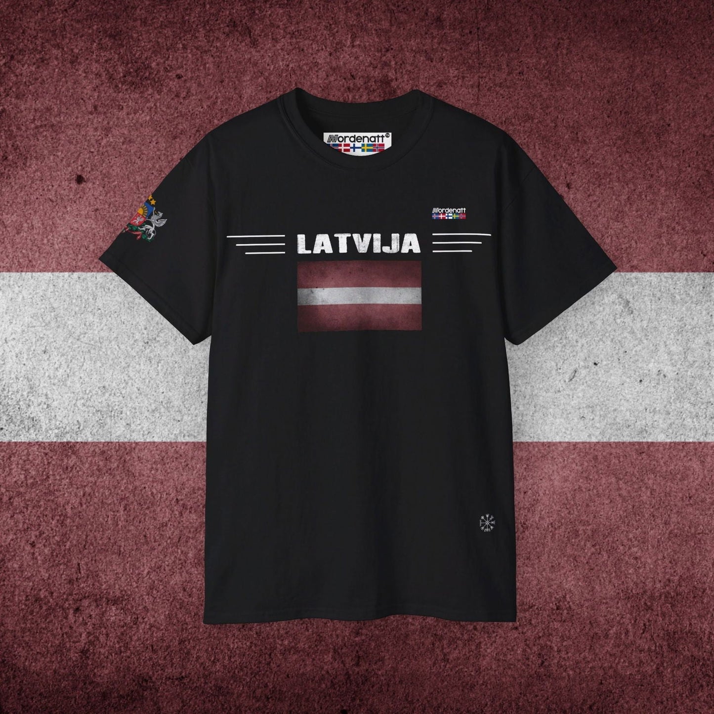 Latvia Heritage Flag Tee - Nordenatt TM