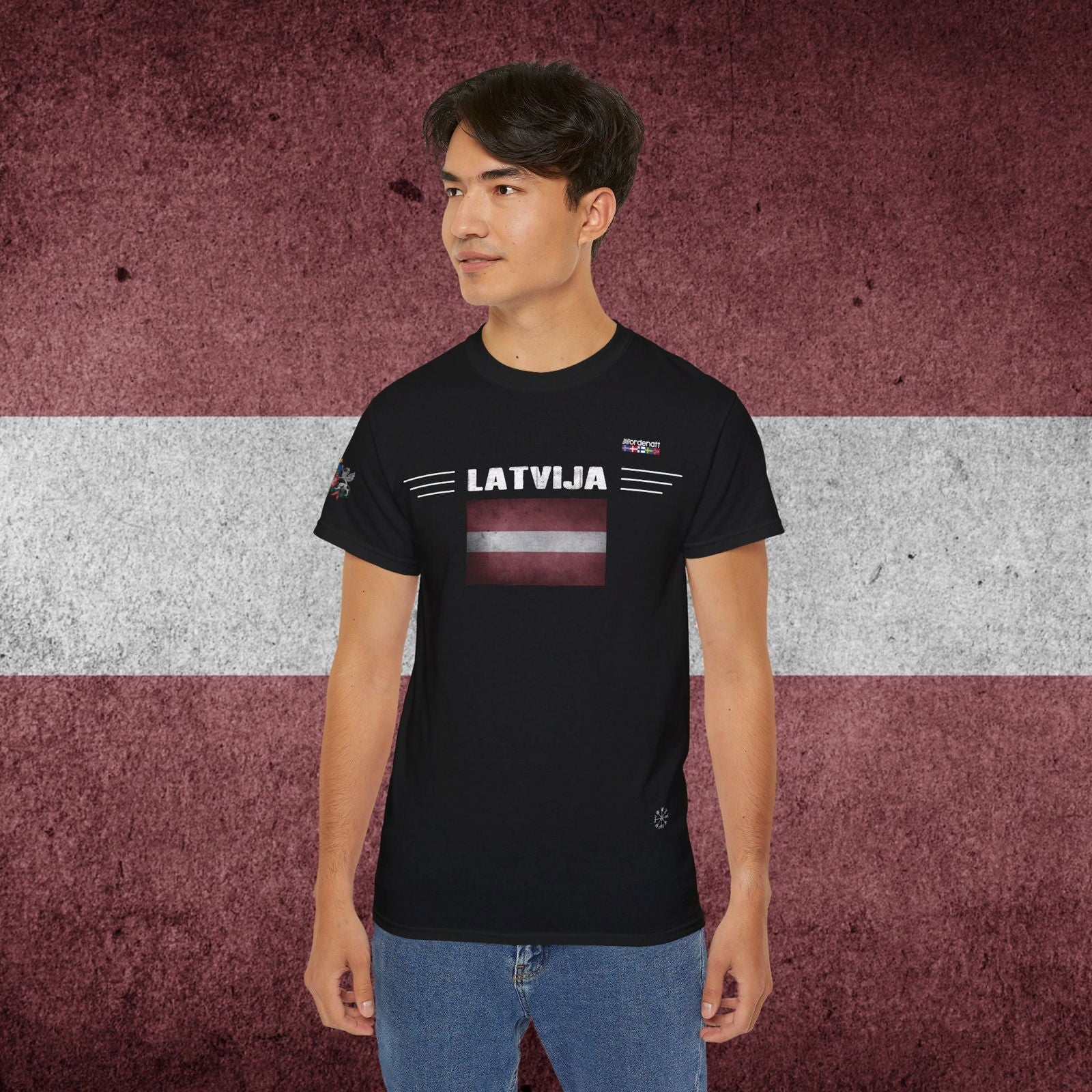 Latvia Heritage Flag Tee - Nordenatt TM