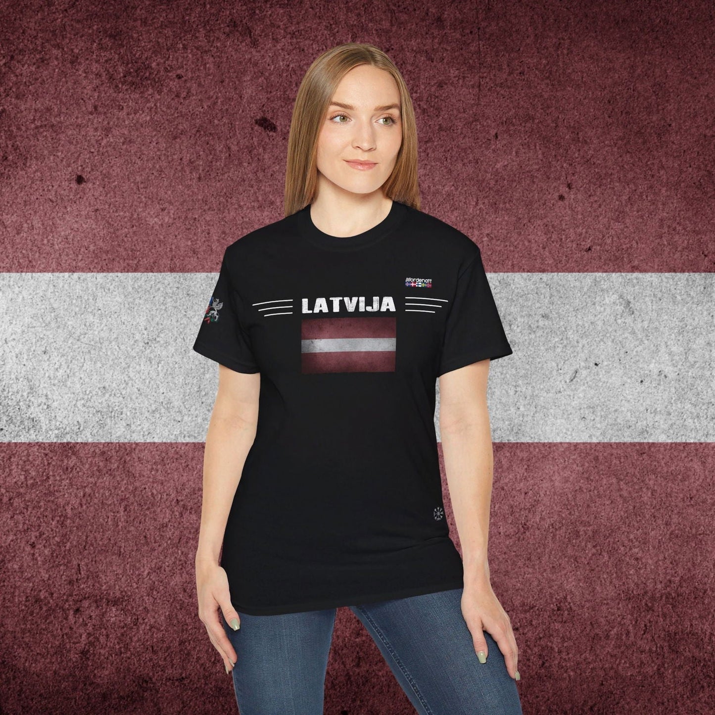 Latvia Heritage Flag Tee - Nordenatt TM