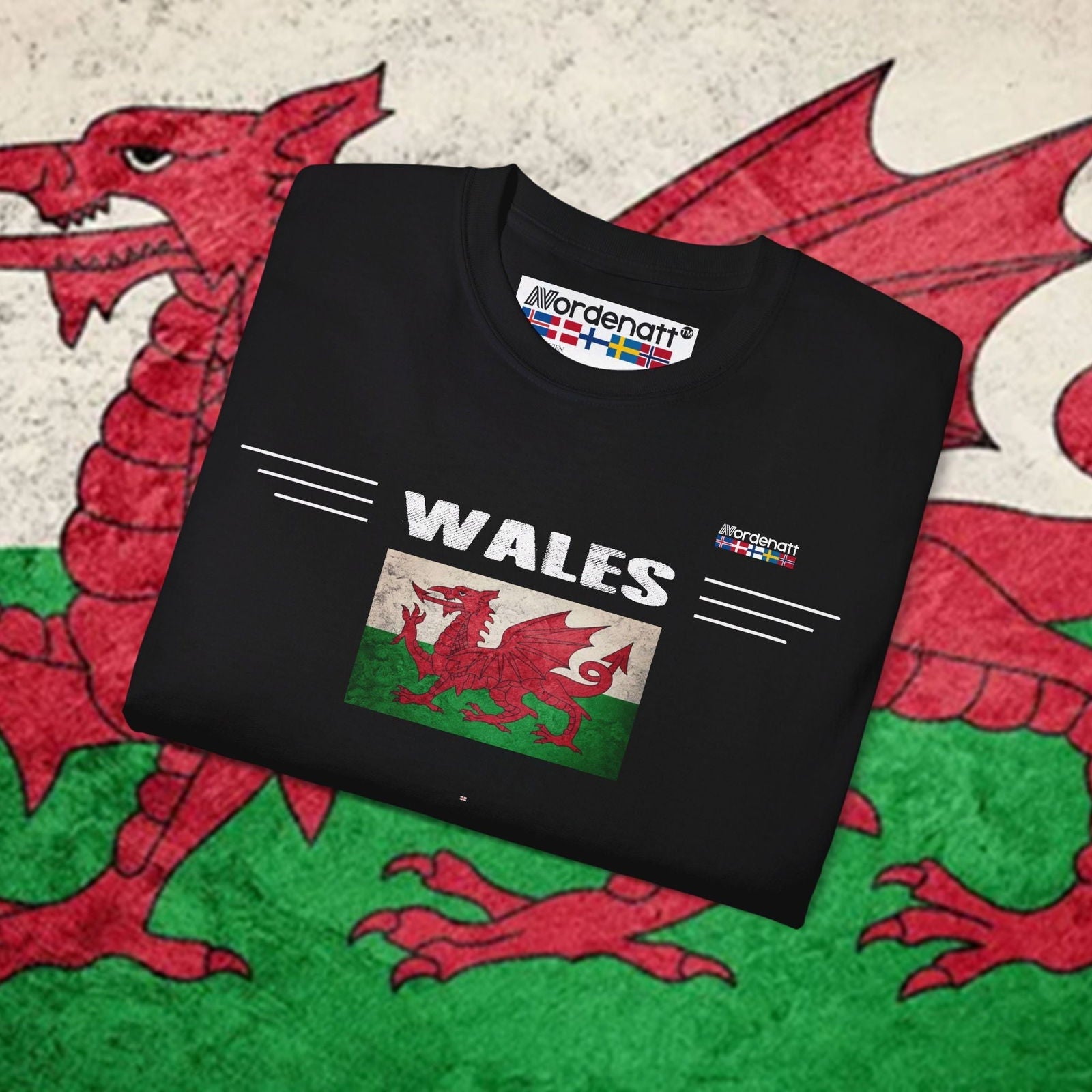 Wales Flag Premium Cotton Tee - Nordenatt TM